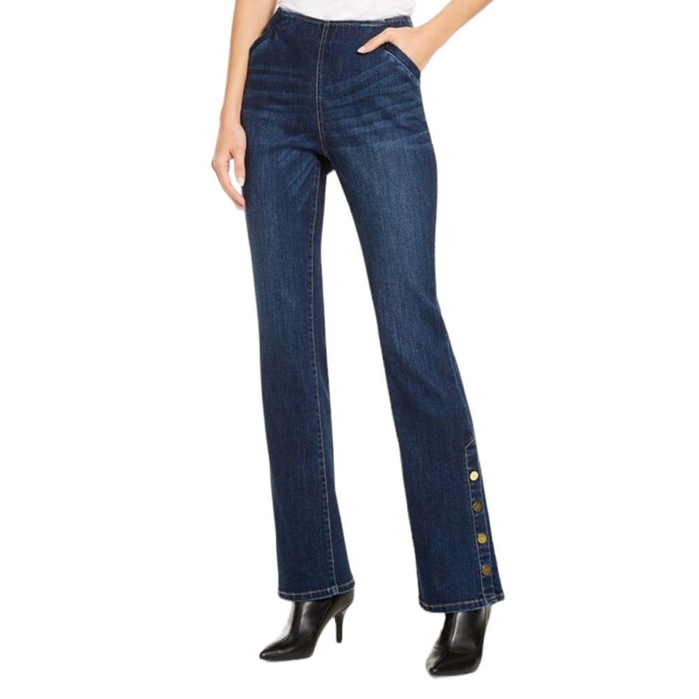 INC International Concepts Snap Hem Bootcut Jeans (B1)